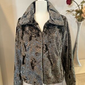 White House Black Market Smoked Pearl Grey Faux Vintage Coat